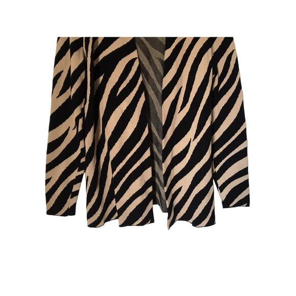 Ann Taylor Petite Sweater Size PL Animal Print Long Sleeve Open Front Cardigan - Picture 3 of 10